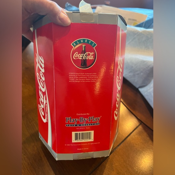 Coca-Cola BRAND Plush Polar Bear Holding Coke Bottle 8 Inch 1993 Play By Play - Picture 4 of 6